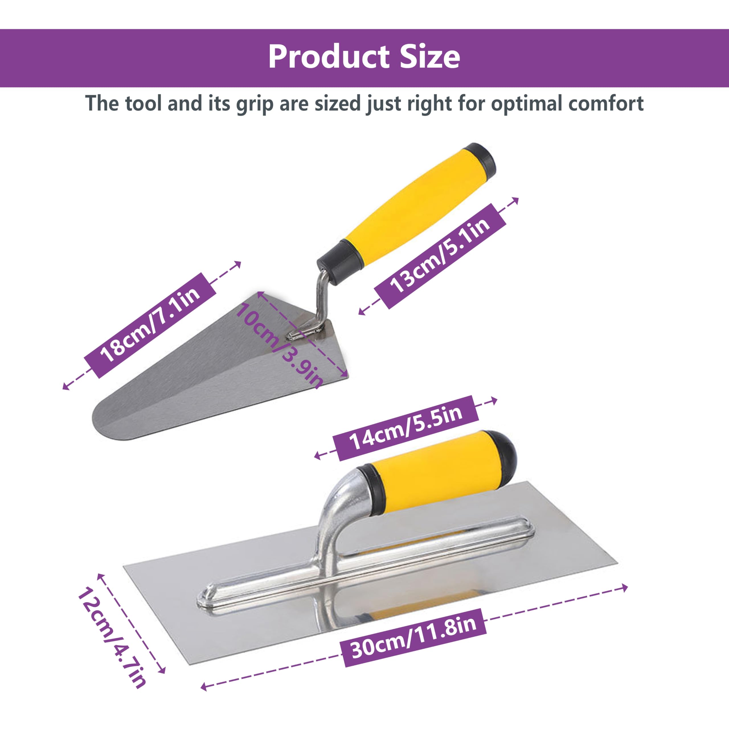 Masonry Trowel Set - Flat & Gauging Trowels -2