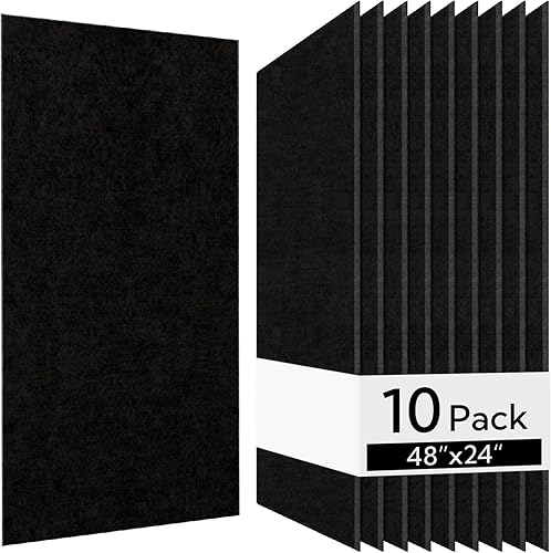 Olanglab Paquete de 10 paneles acústicos de pared, 48 x 24 pulgadas por cada panel acústico, absorbentes de sonido, para estudio en casa y oficina,