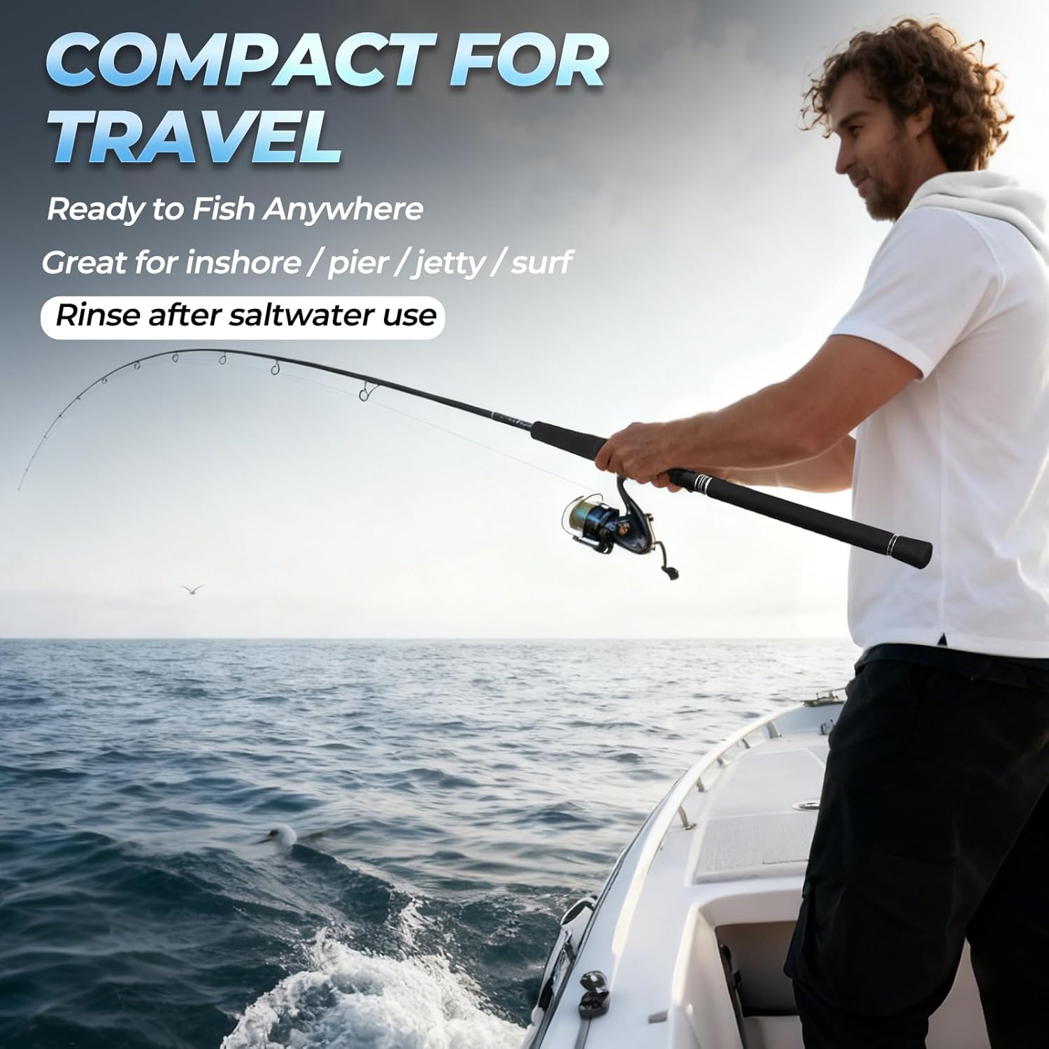 Jenseits Fishing Rods, Carbon Fiber Spinning & Casting Poles, Saltwater Resistant Guides, 6'/7'/8'/9'/10'/12'-Portable 2/3/4/-Piece & Telescopic Designs, Cork/EVA Grip for Bass Trout Inshore & Surf