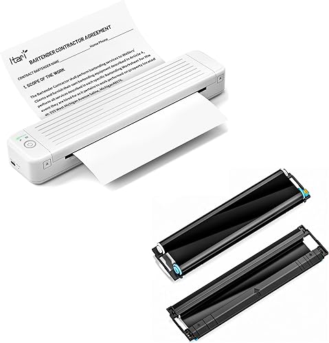 Itari Impresora portátil inalámbrica Bluetooth P831 con 2 rollos de cinta de transferencia térmica exclusiva para letras y papel de impresora A4,