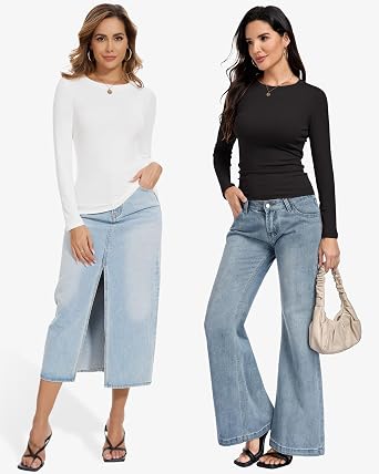 MLYENX 3 Pack Long Sleeve Shirts for Women Basic Fitted Underscrub Top