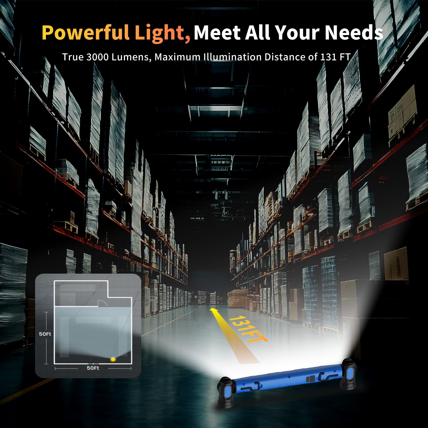 Barra de luz de trabajo debajo del capó, barra de luz magnética LED de 3000 lm con ganchos, luz de capó recargable inalámbrica de 5200 mAh para mecánico/reparación de automóviles/garaje