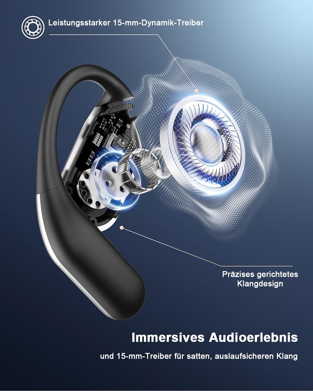 KI Übersetzer Kopfhörer 188 Sprachen, 4-in-1 Bluetooth 6.1 Übersetzungskopfhörer in Echtzeit, OWS Open Ear Sprachübersetzer Kopfhörer mit LCD-Touchscreen für Geschäft, Reisen und Studium, Schwarz