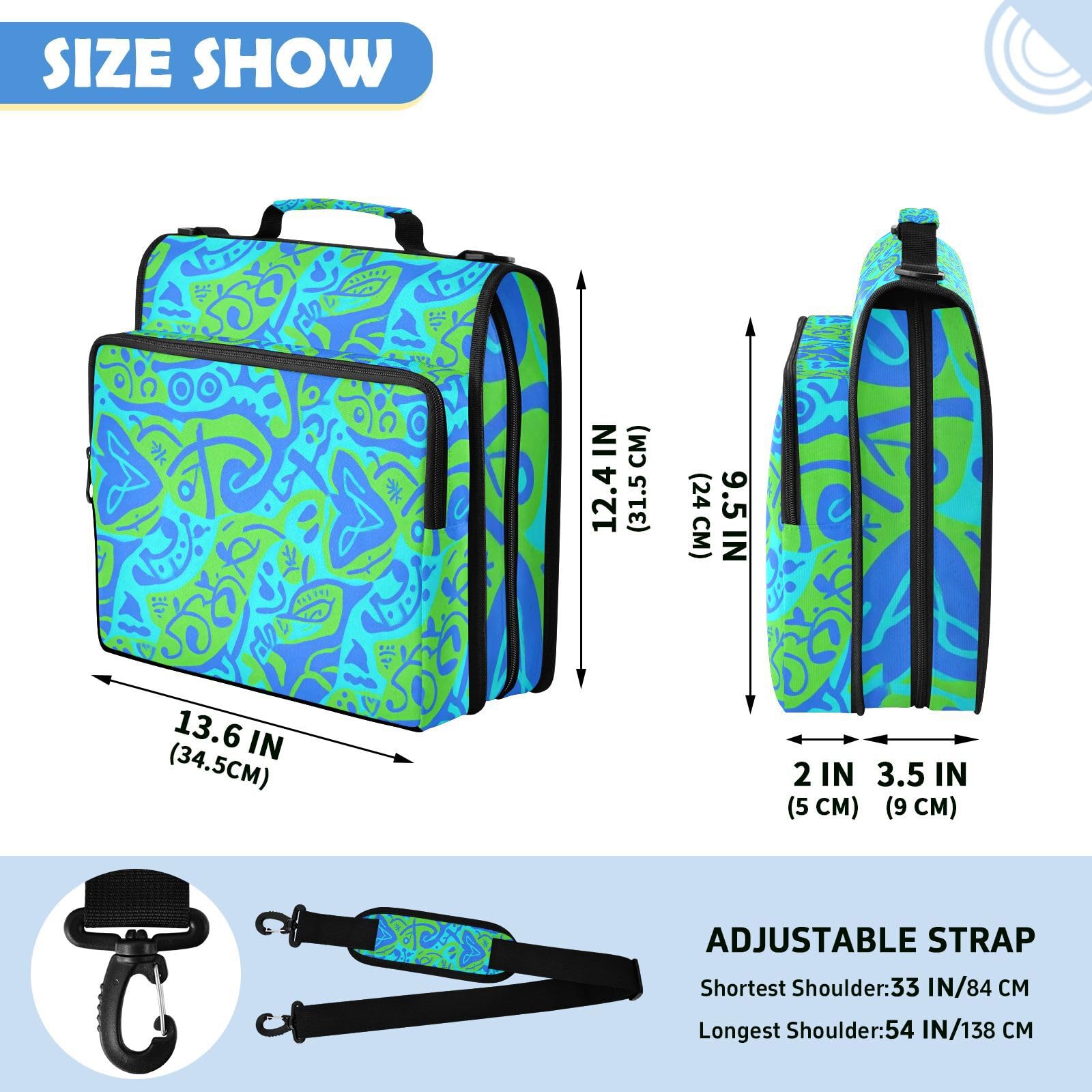Paisley Blu Verde Modello Zipper 3 Anello Raccoglitore Bag