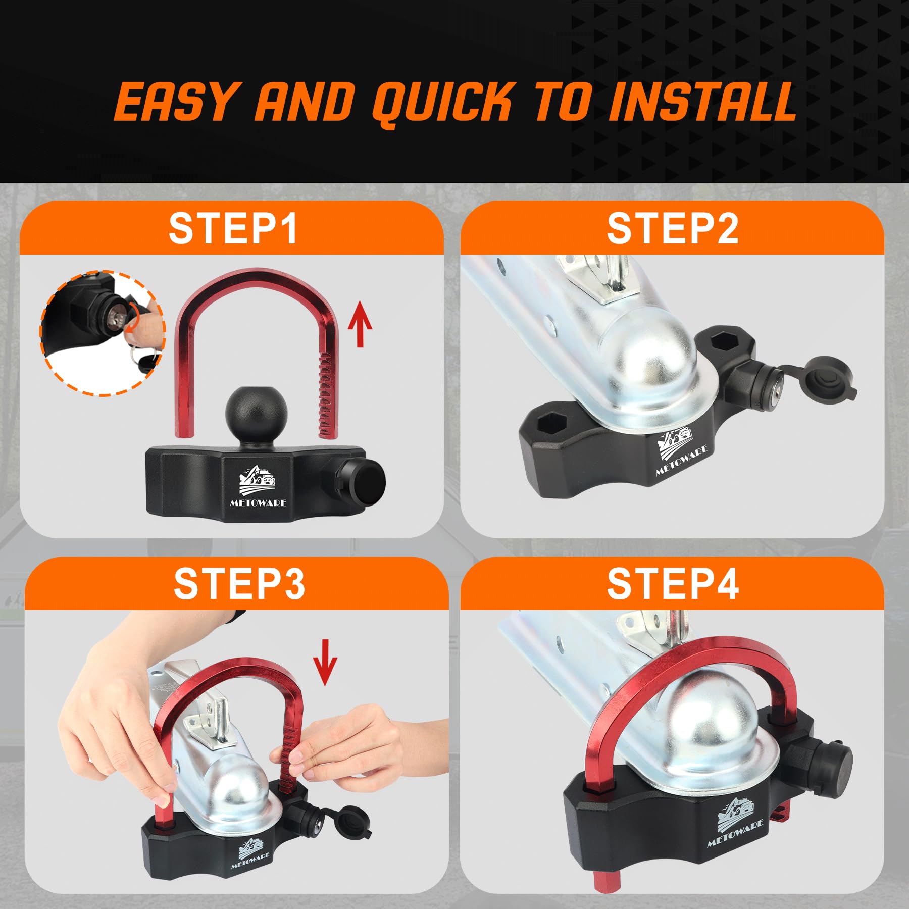 Snapklik.com : METOWARE Universal Trailer Hitch Locks, Adjustable Heavy ...