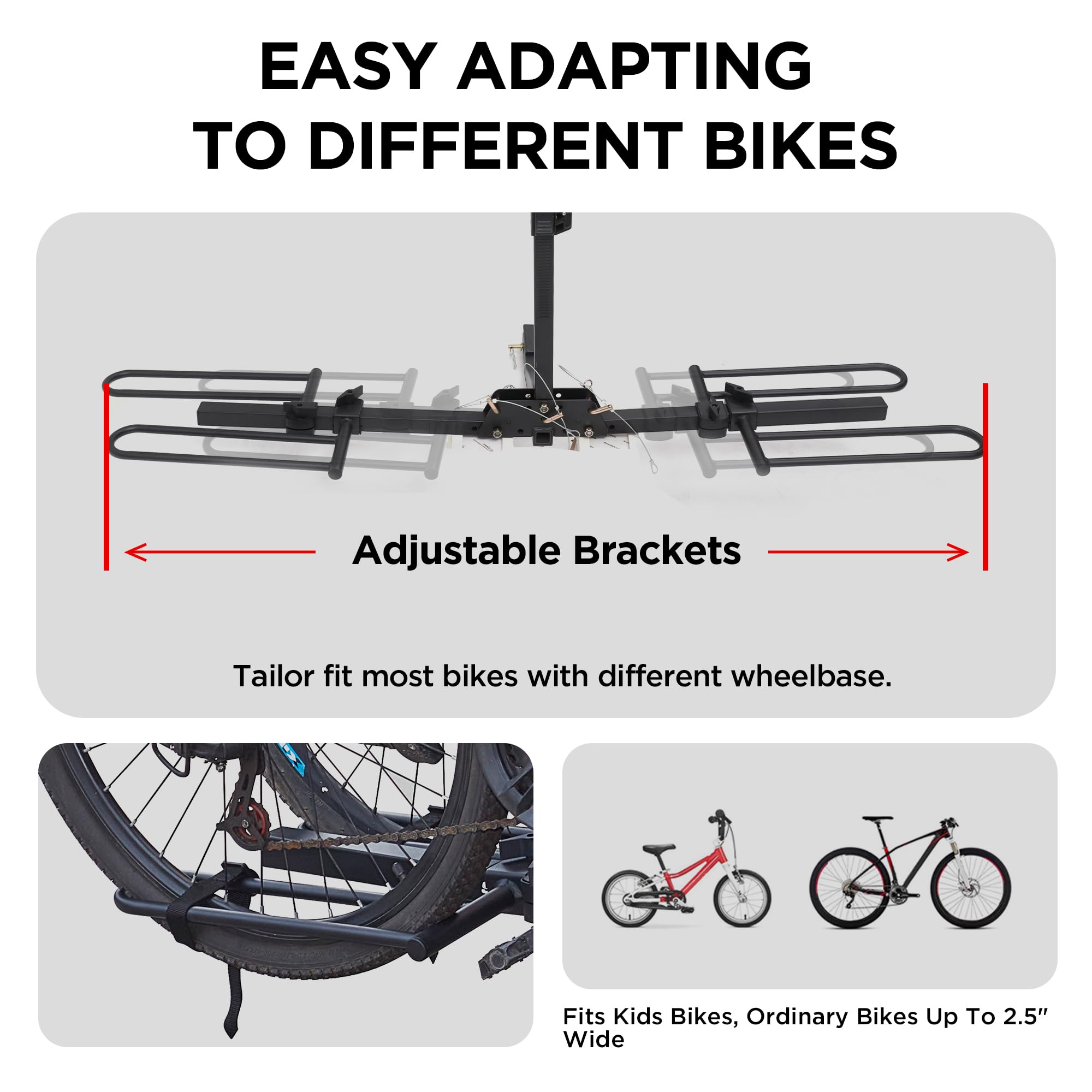 Young 2 Bike Rack Hitch Mount Foldable Platform Style, Bicycle Carrier for Cars SUVs Trucks Vans, 80 lbs. Capacity