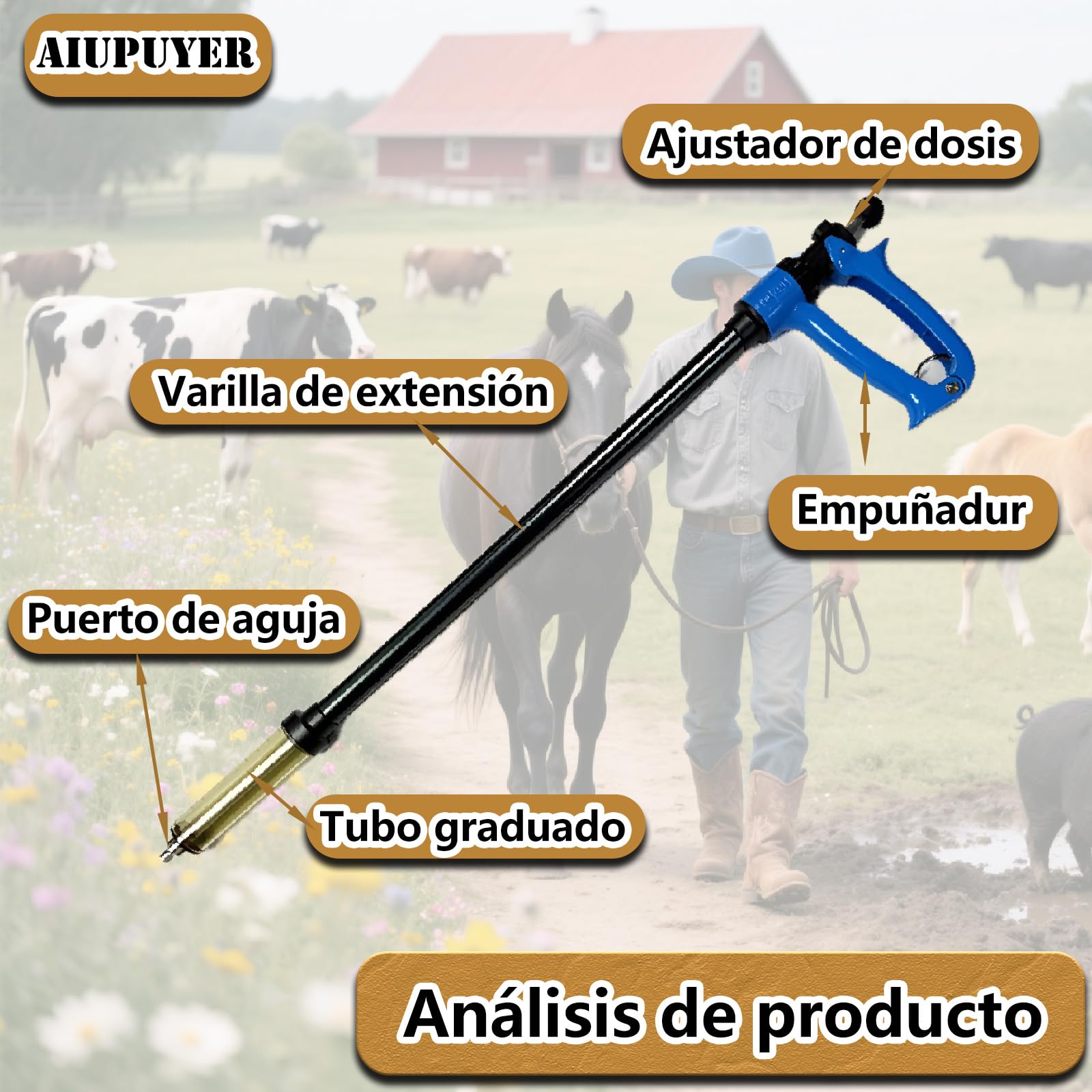 Jeringa Inyectora Ajustable SemiautomáTica De 25 Ml, Dispensador De Medicamentos Veterinarios, Bomba De Jeringa De PrecisióN, Ajustable De 0,5 Ml A 2,5 Ml (azul, 25ml)