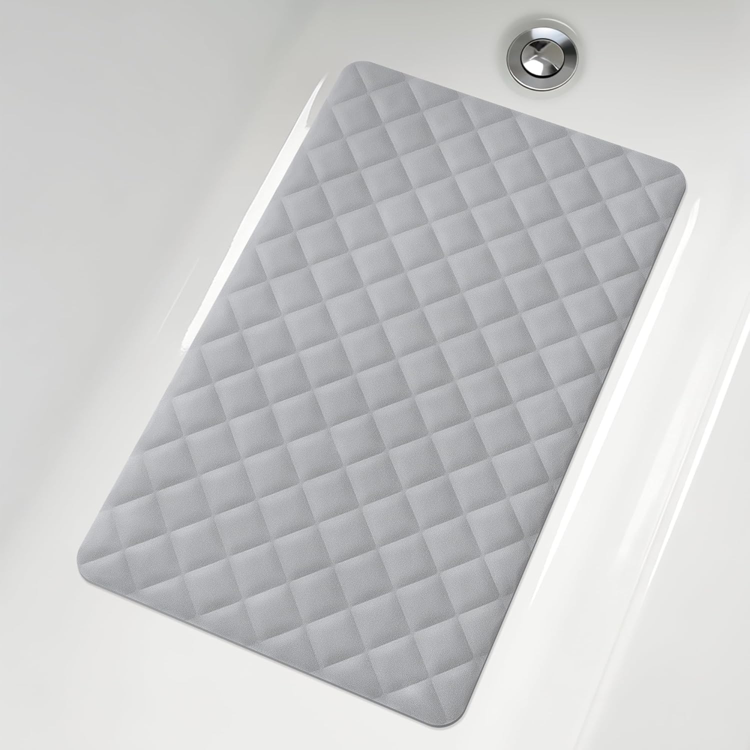 Yolife Bath Mat for Tub Non Slip: 43 X 70 CM Long Bathtub Mat│Soft Shower Mats for Inside Shower│Machine Washable (Light Grey)