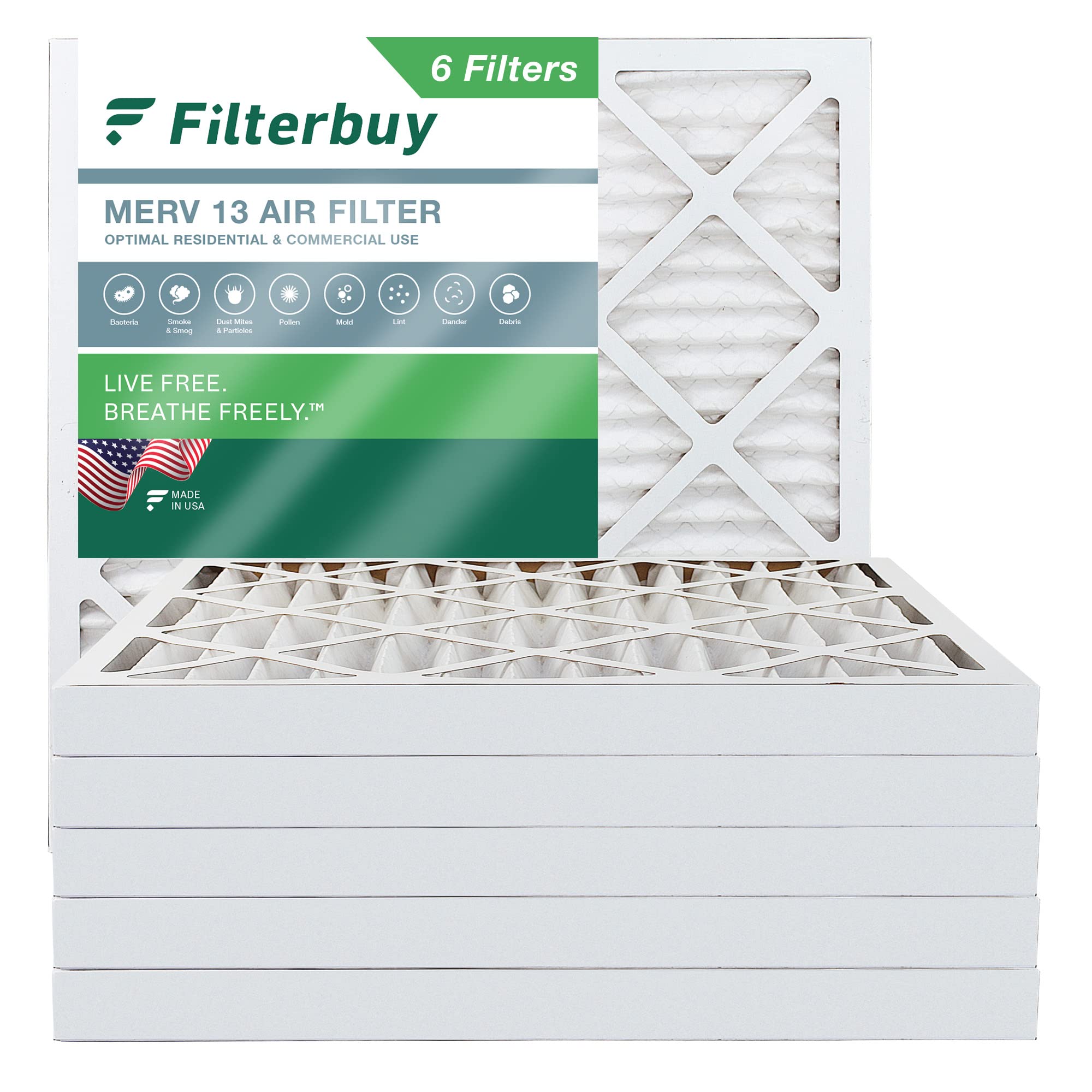 Filterbuy 20x20x2 Air Filter MERV 13 Optimal Defense (6-Pack), Pleated HVAC  AC Furnace Air Filters Replacement (Actual Size: 19.50 x 19.50 x 1.75  Inches) : Amazon.co.uk: DIY u0026 Tools