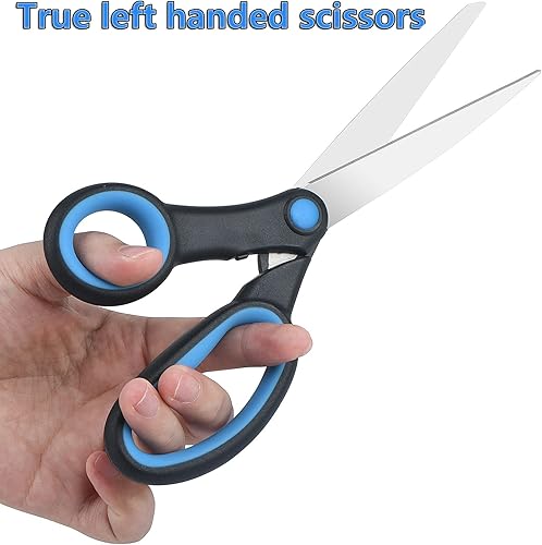 Miniatura 2 de Tijeras para zurdos 8 pulgadas hoja afilada de acero inoxidable zurdo mango suave y cómodo tijeras romas para adultos estudiantes niños paquete de 3