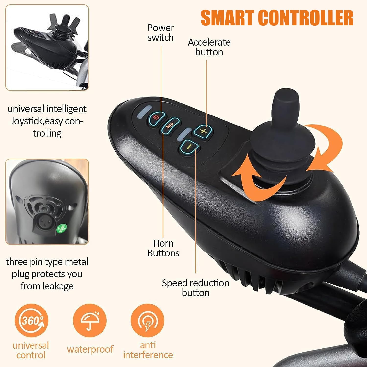 Silla de ruedas eléctrica, todo terreno motorizada para adultos, silla de ruedas ligera y plegable con motores duales de 500 W