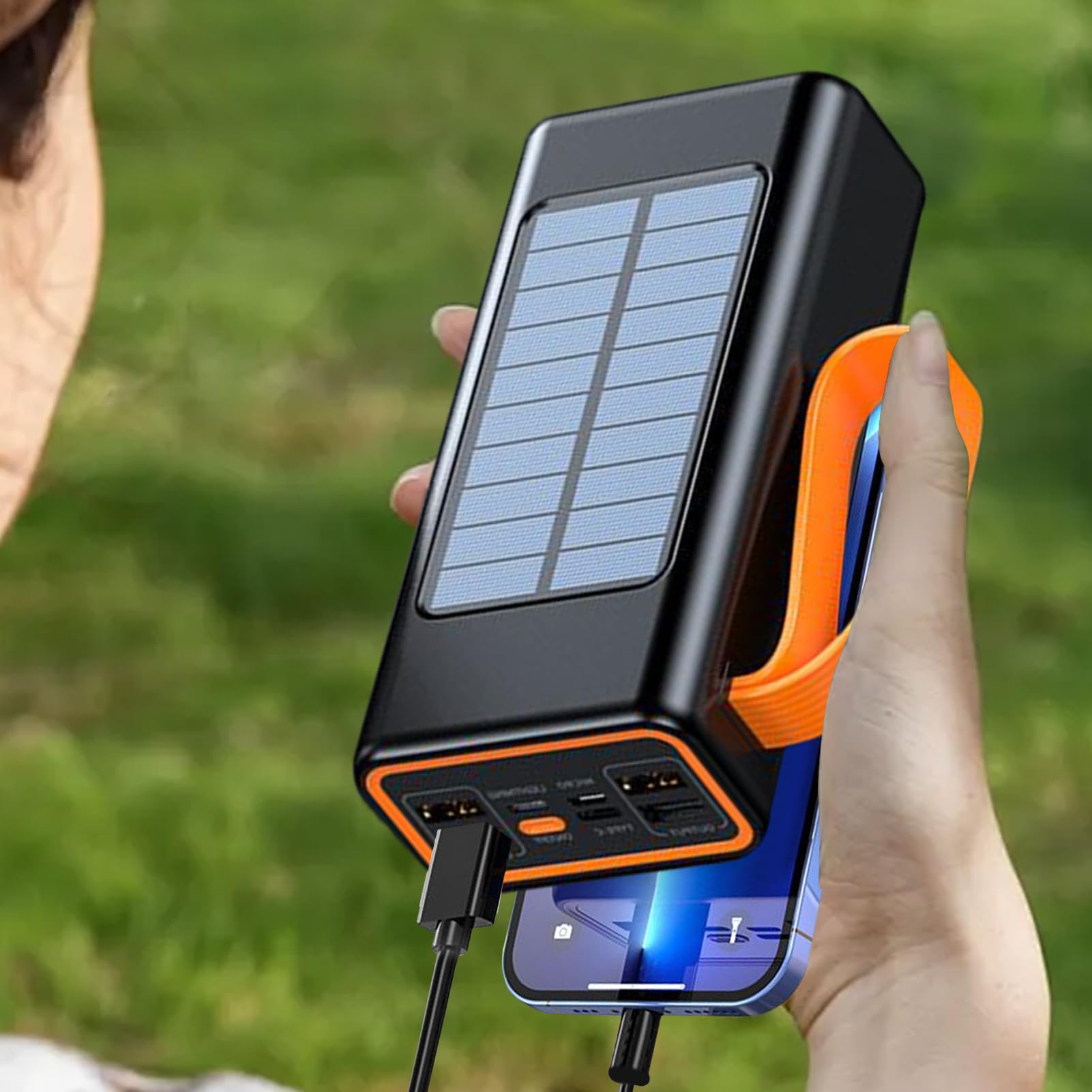 Power Bank Solarny Ładowarka Power Bank Z Panelami Słonecznymi | Zewnętrzny Akumulator O Dużej Pojemności Do Ładowania Na Camping i Wędrówki