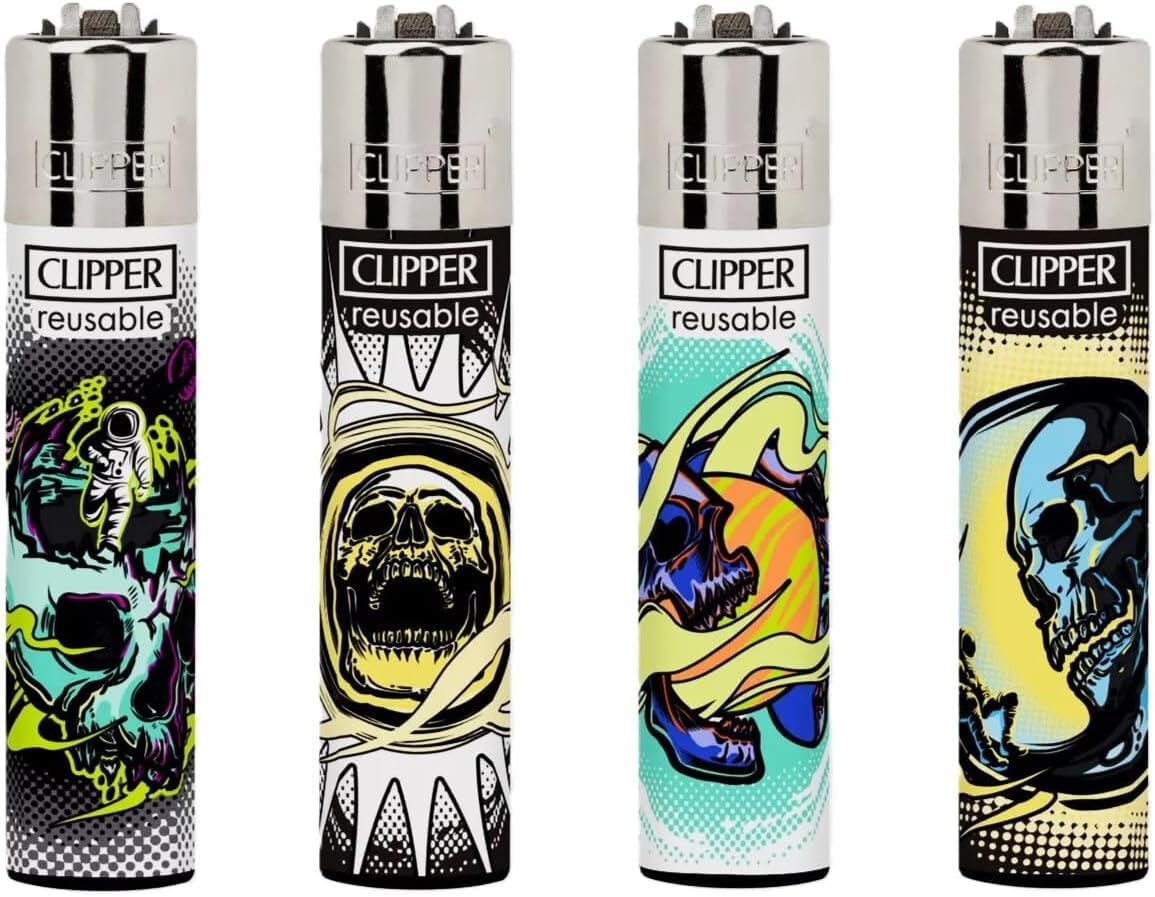 Fenny's Creations 4 X Clipper Lighters Set Refillable Lighters Diffrent New Desing Availble, Clipper Lighter Collectible Gas Lighter, Replaceable Flint Standard Size (No Fuel)