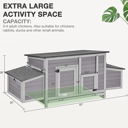 Miniatura 6 de MEDEHOO Gallinero grande expandible para exteriores con dos cajas de anidación, bandeja a prueba de fugas y panel de techo resistente a los rayos UV