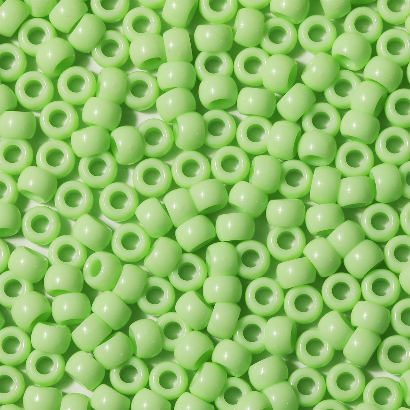 VOOMOLOVE 1000 PCS (Light Green) 6x9mm Pony Beads, Bracelet Beads, Beads for Hair Braids, Beads for Crafts, Plastic Beads, Hair Beads for Braids 6x9mm (Light Green) โ image 1