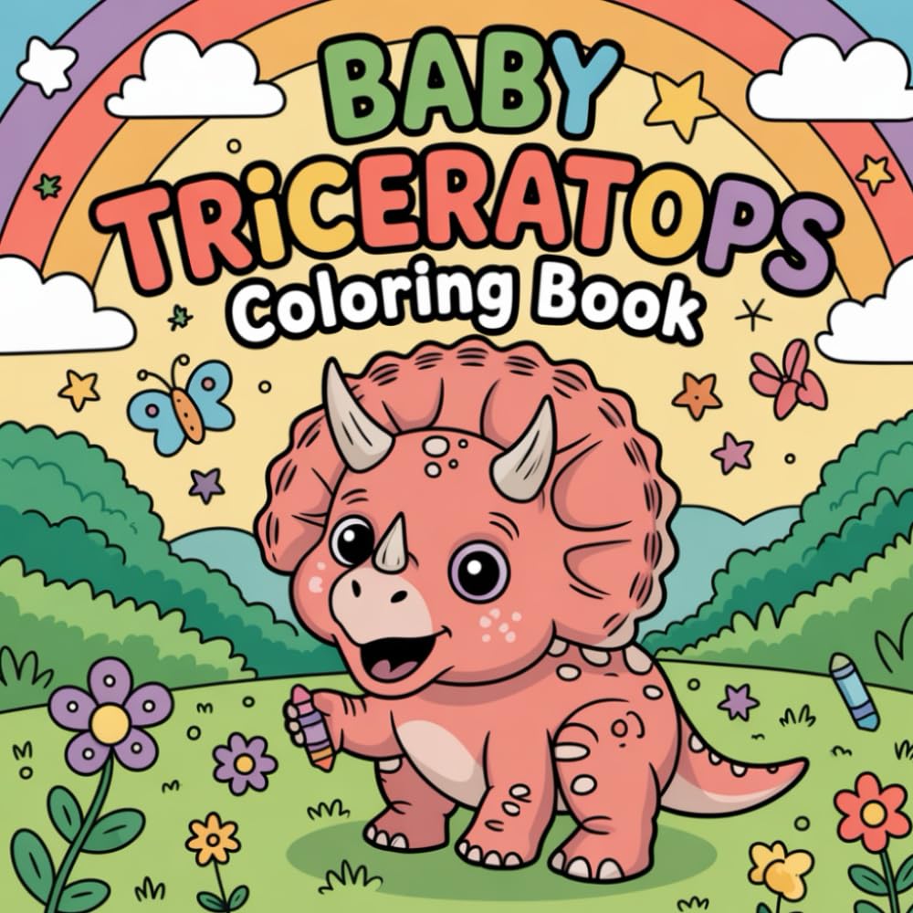 Baby Triceratops Coloring Book: dinosaur coloring book for toddlers, baby dinosaur coloring book, triceratops coloring book for kids, dino coloring ... boys age 4-8, baby triceratops coloring book