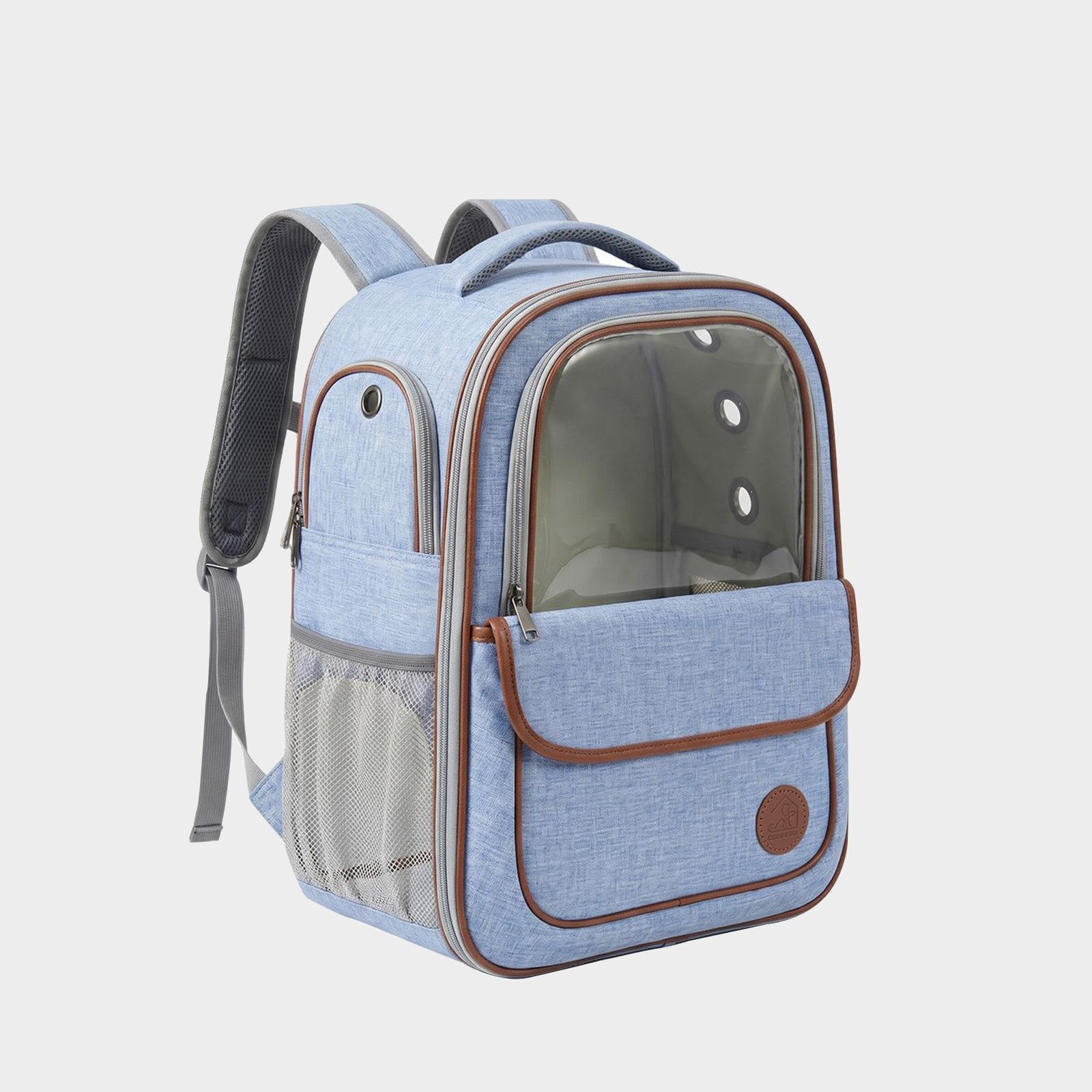 Galatée Haustierrucksack Aus Atmungsaktivem Oxford-Gewebe Mit Hochtransparentem Sichtfenster, Faltbar Und Mit Großem Fassungsvermögen, Mit Öffnungen Vorne Und An Der Seite (Blau)