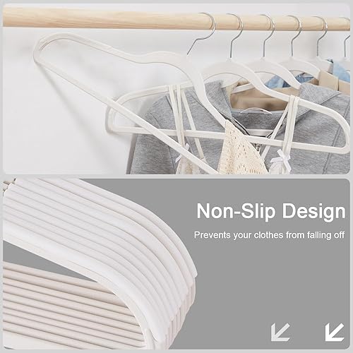 Miniatura 4 de VECELO Paquete de 50 perchas para ropa, colgador de plástico antideslizante, gancho giratorio de 360 y ahorro de espacio para armario de dormitorio,