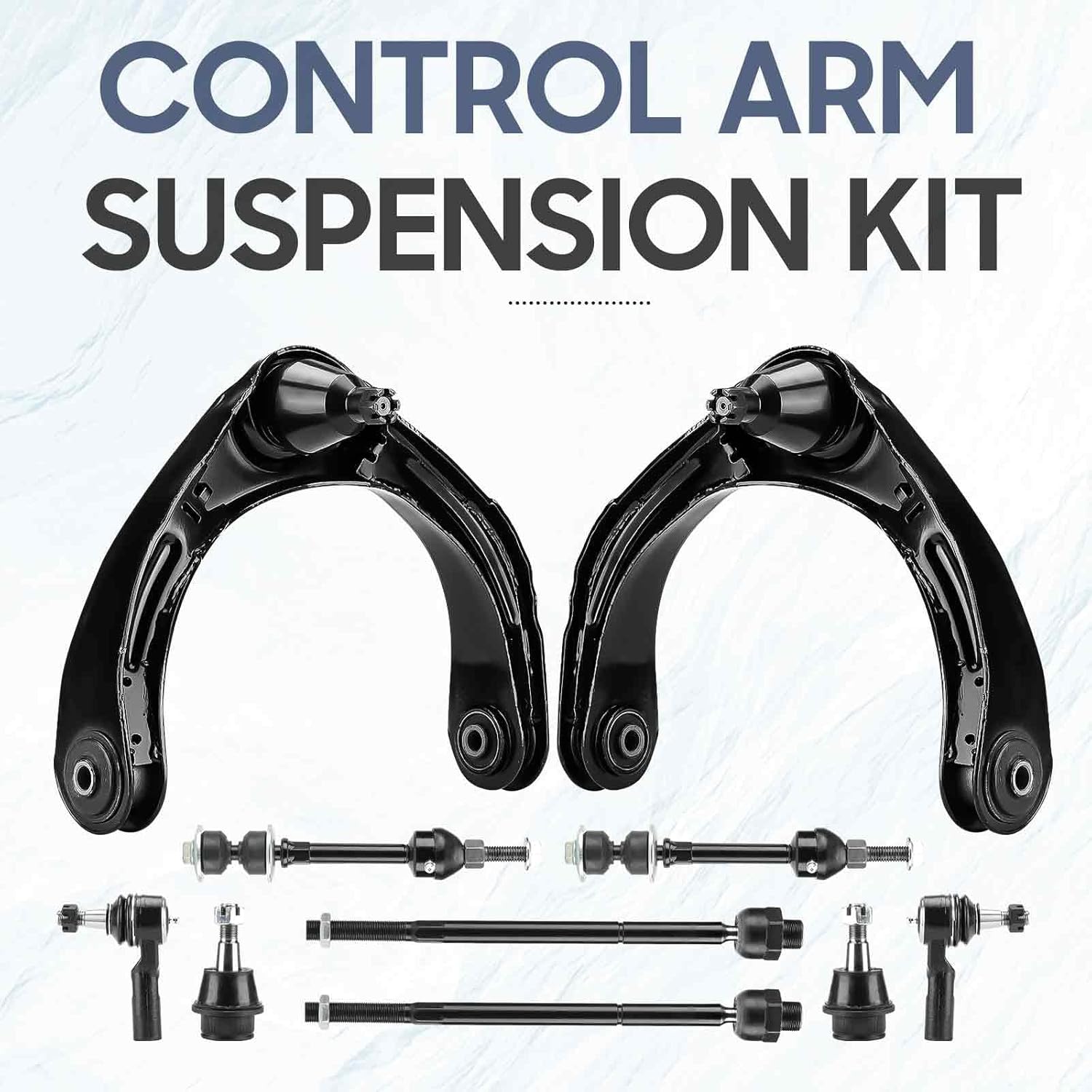 10pc Front Upper Control Arms Suspension Kit Fit for Dodge Ram 1500 2006 2007 2008 2WD 5 Lugs with Lower Ball Joints Inner Outer Tie Rods End Sway Bars