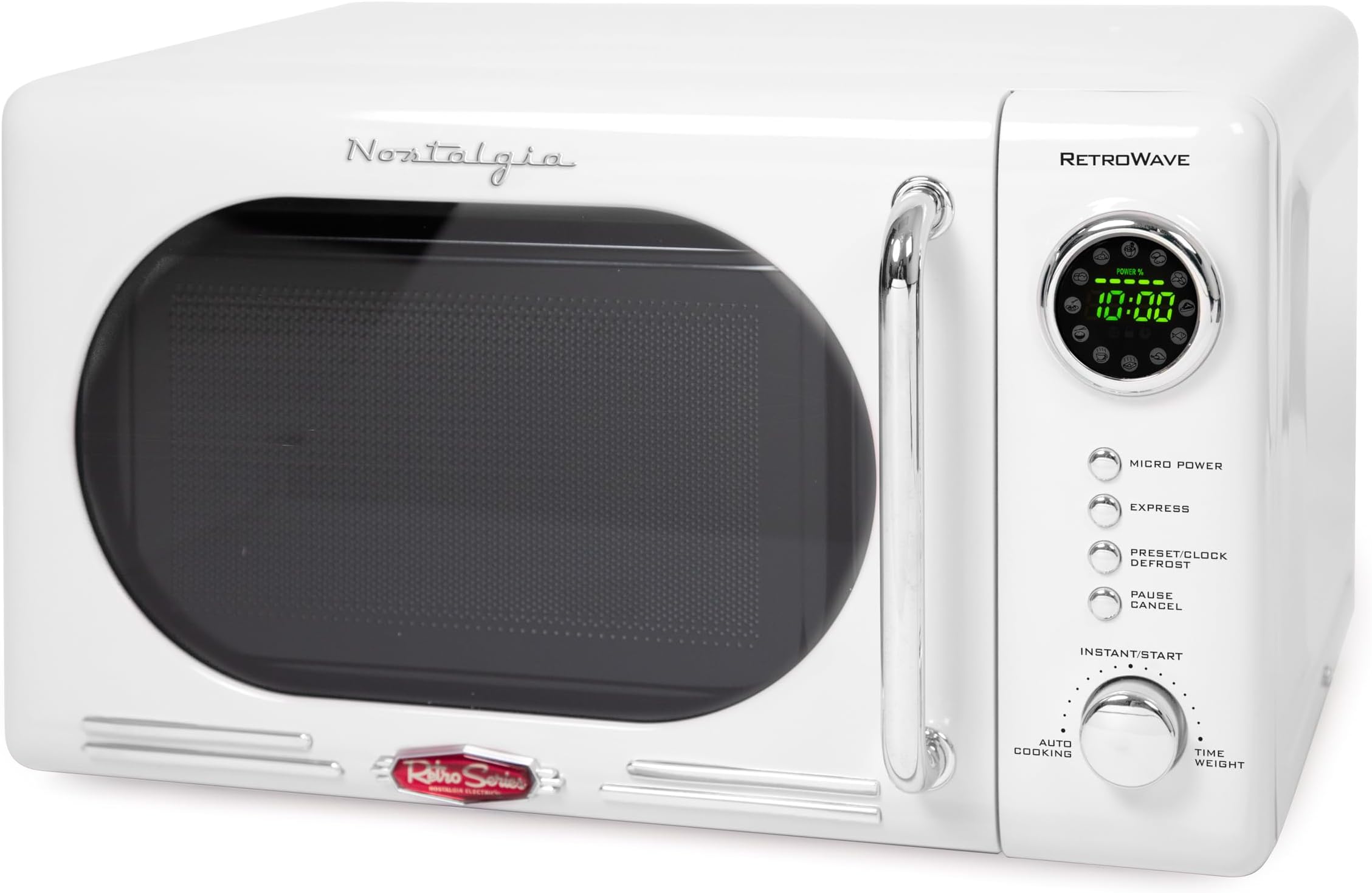 Retro Compact Countertop Microwave Oven - 0.7 Cu. Ft. - 700-Watts with LED Digital Display - Child Lock - Easy Clean Interior - White