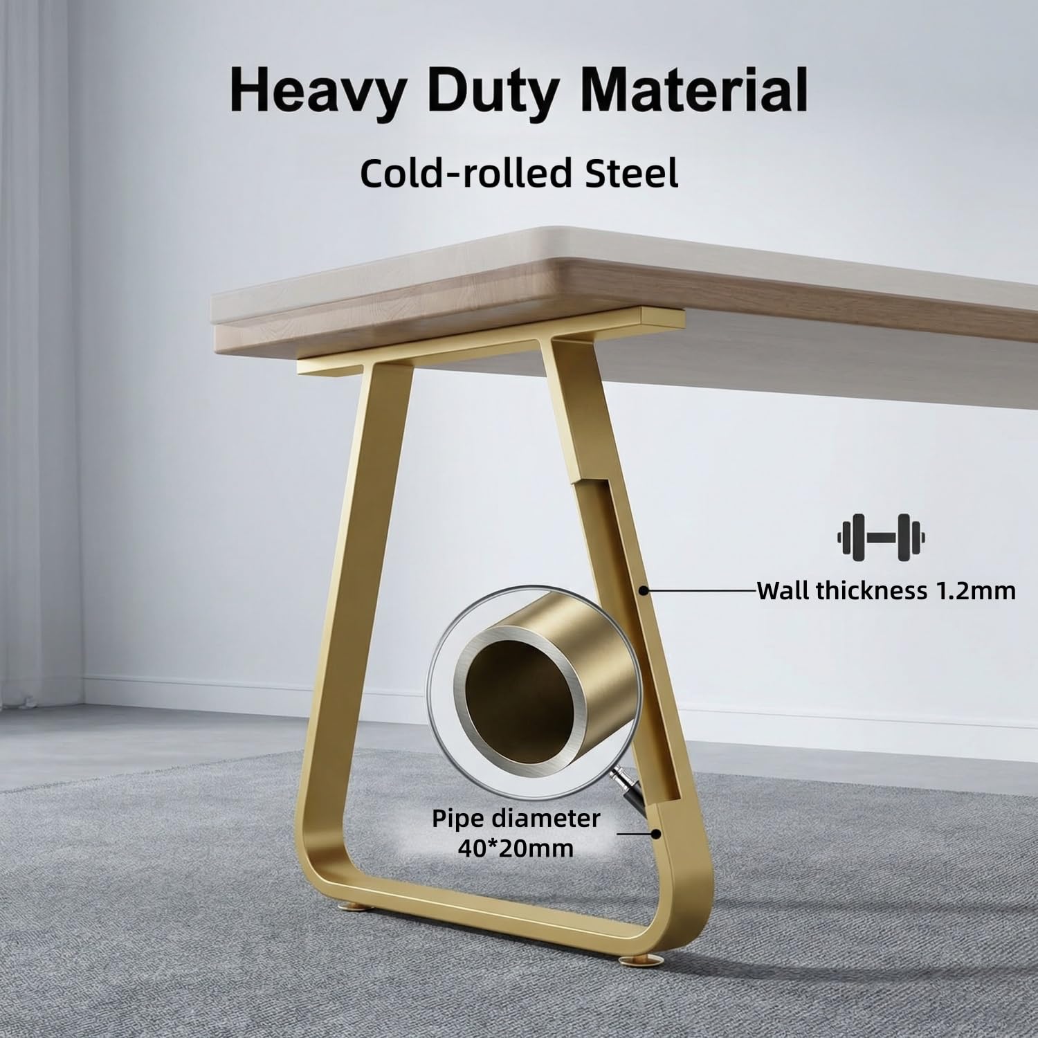 Regulowane nogi stołu – stal walcowana na zimno, wysokość 72 cm, nowoczesny design na biurko, stół jadalny, bar, blat roboczy