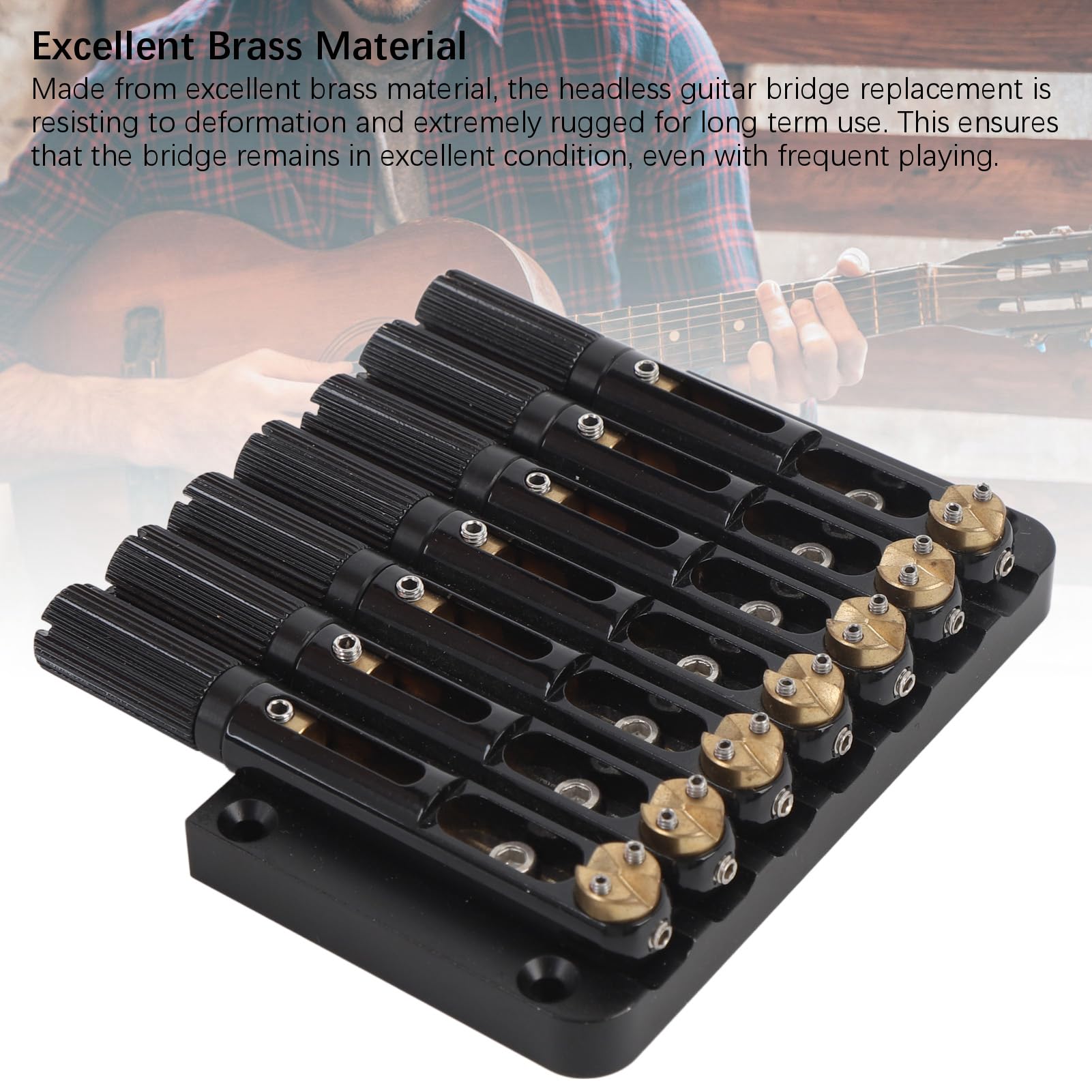 Bnineteenteam Sostituzione del Ponte per Chitarra Senza Testa, Aggiornamento a 7 Corde in Ottone e Acciaio Legato per Chitarra Elettrica con Regolazione Tonale Migliorata e Installazione Rapida