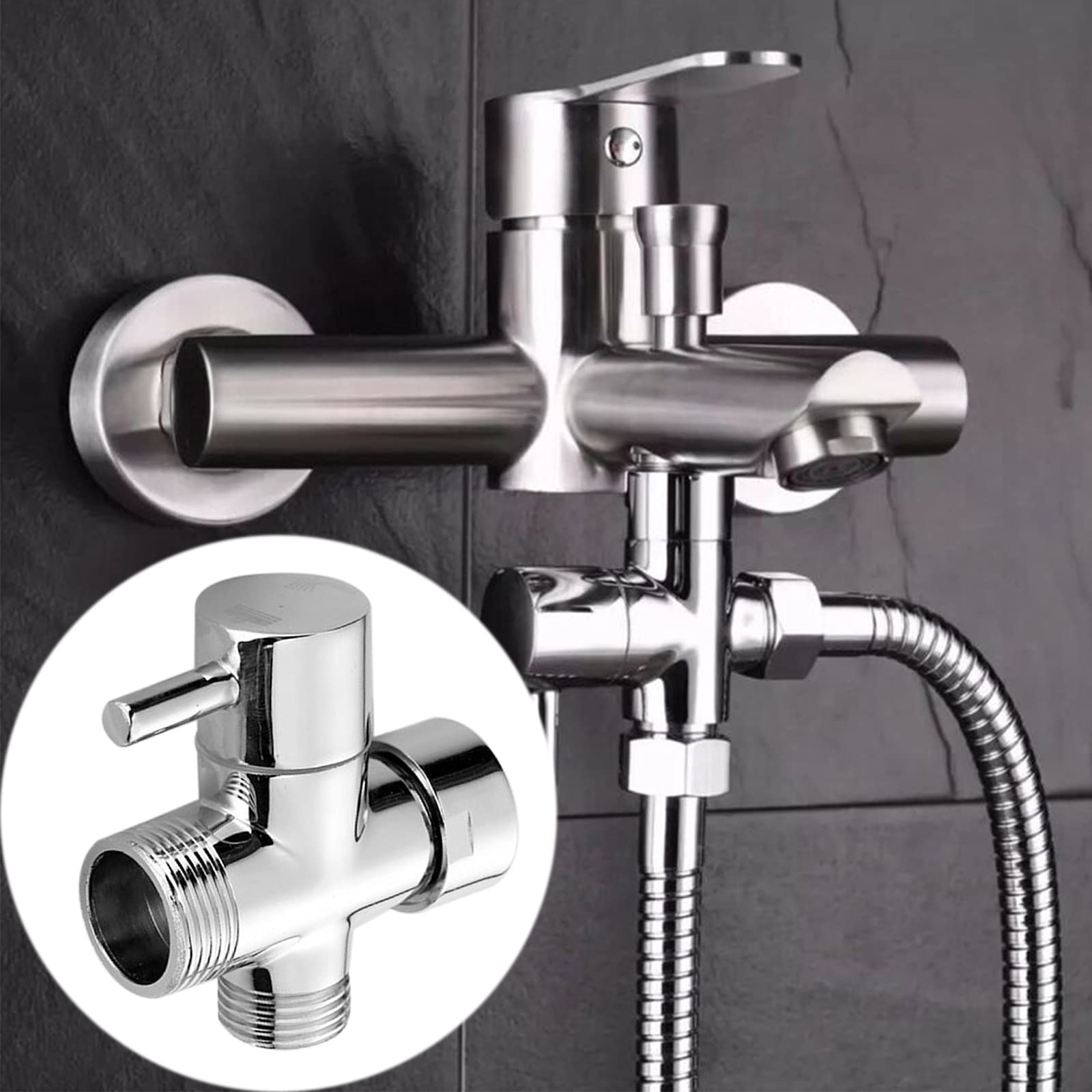 3-drożny chromowany polerowany zawór przełączający, prysznic, adapter do kranu łazienkowego, 3/4 1/2 cala, adapter T do umywalki, kuchni, sprayu prysznicowego