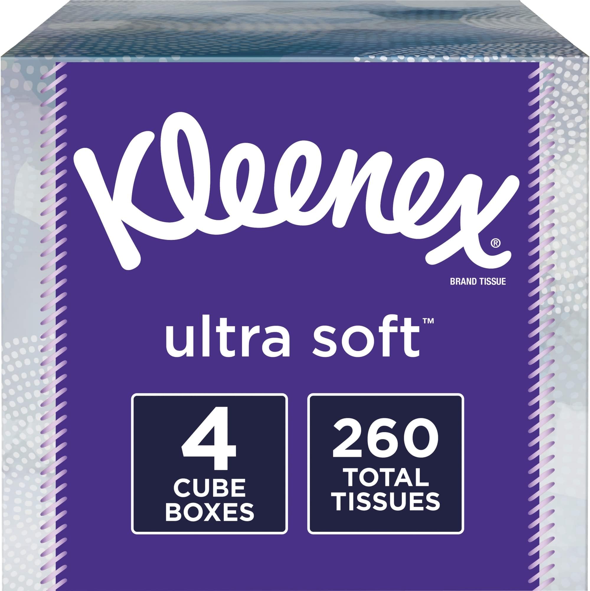 Kleenex Ultra Soft Facial Tissues, 65 Count (Pack of 4) (260 Tissues Total)