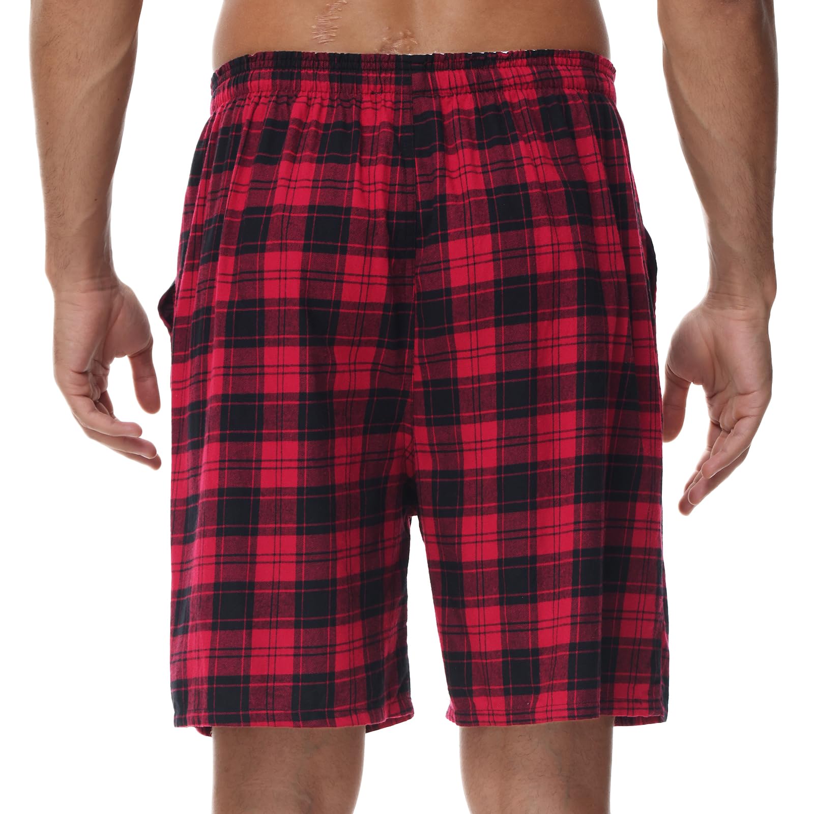 Huayuzh Schlafanzughose Herren Kurz Pyjama Baumwolle 3er Pack Kariert Schlafhose Weich Atmungsaktiv Taschen Knopfleiste