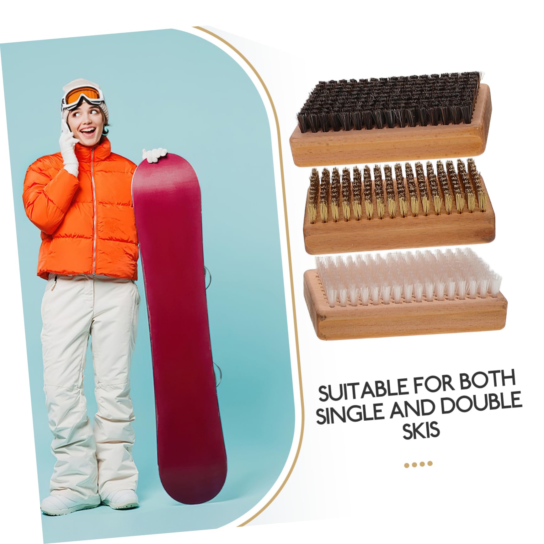 SUPVOX 3pièces Brosse à Fartage pour Skis Outil de Nettoyage et Polissage Accessoire de Ski Manuel de Brosses pour Snowboard