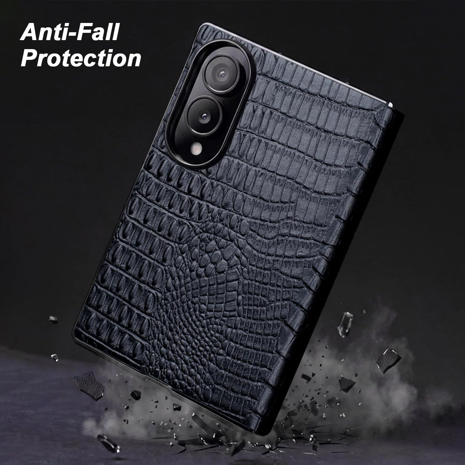 Prawdziwa skóra etui do Samsung Galaxy Z Fold 8, wzór krokodyla z klapką