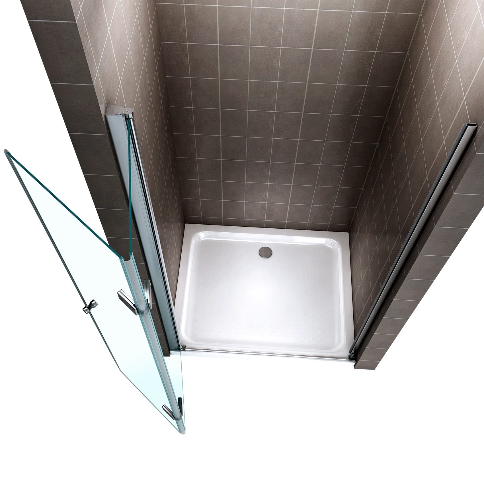 MONA Porte de douche pliante H 195 cm largeur réglable de 68 à 72 cm verre transparent