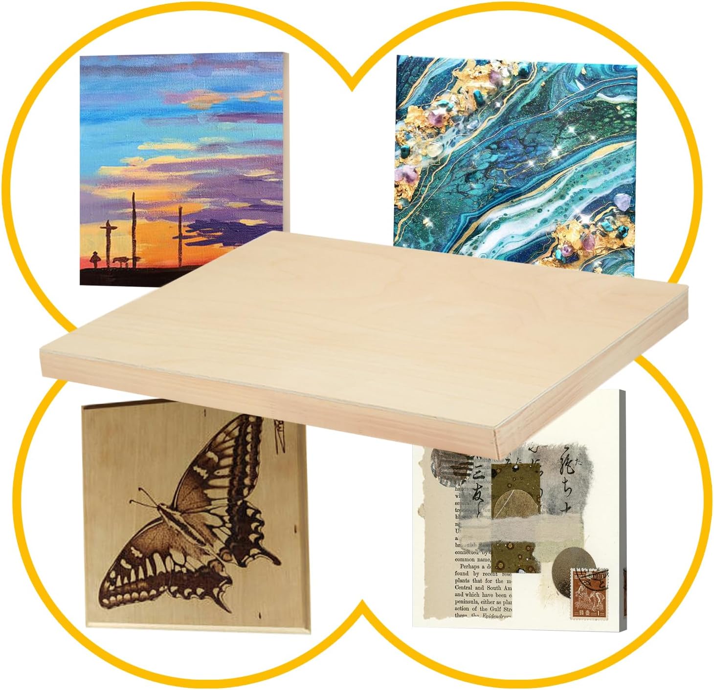 Falling in Art 2 Pack Unfinished Wooden Canvas Panels, 30x40 Gallery Birch Wood Panels Kit, 1 1/2" Deep Art Cradle Boards for Acrylic Painting, Pouring and Burning