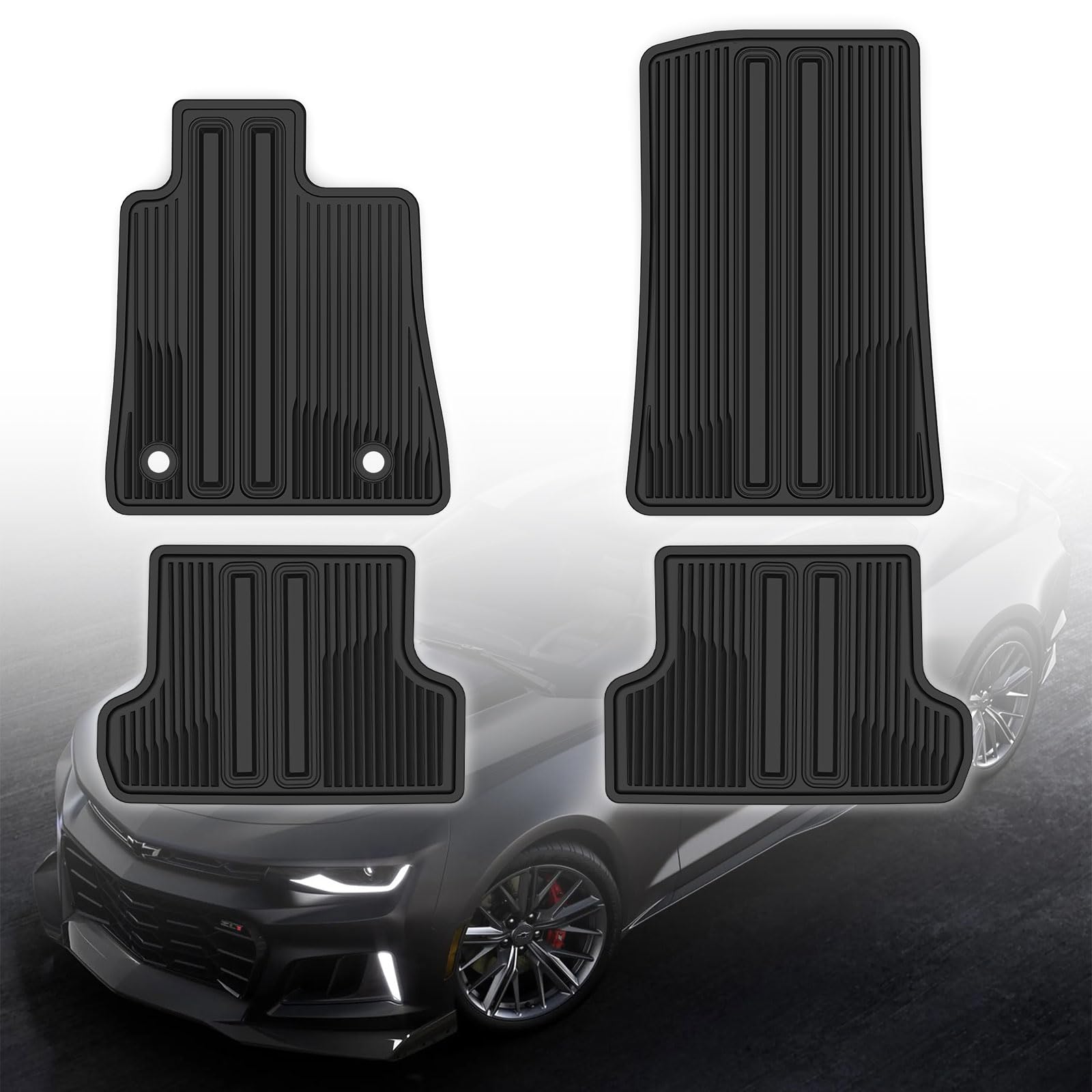 Photo 1 of LitMiRaCle Floor Mat Liner Compatible with 2016 2017 2018 2019 2020 2021 2022 Camaro TPE Rubber Carpet OEM Front & 2nd Seat Black All-Weather Guard Heavy Duty Floor Mats Liners, OEM Custom fit
