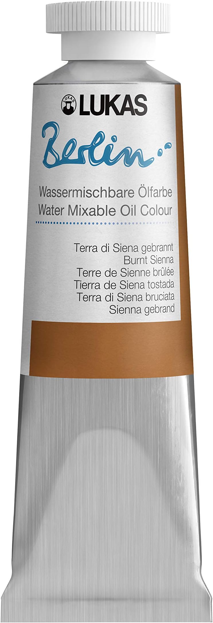 Berlin Pro Artists Water Mixable Oil Paint 37 ml Tube Burnt Sienna, Water Soluble, Lightfast Pigments, Quick Drying, Easy Clean-Up, Eco-Friendly, Professional Quality, 40 Color Range