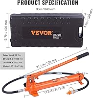 Vista 7 de VEVOR Kit de Potencia Porta de 12 Toneladas, Gato Hidráulico con Bomba con Manguera de Aceite de 4.6 pies/1.4 m, Gato Hidráulico Portátil