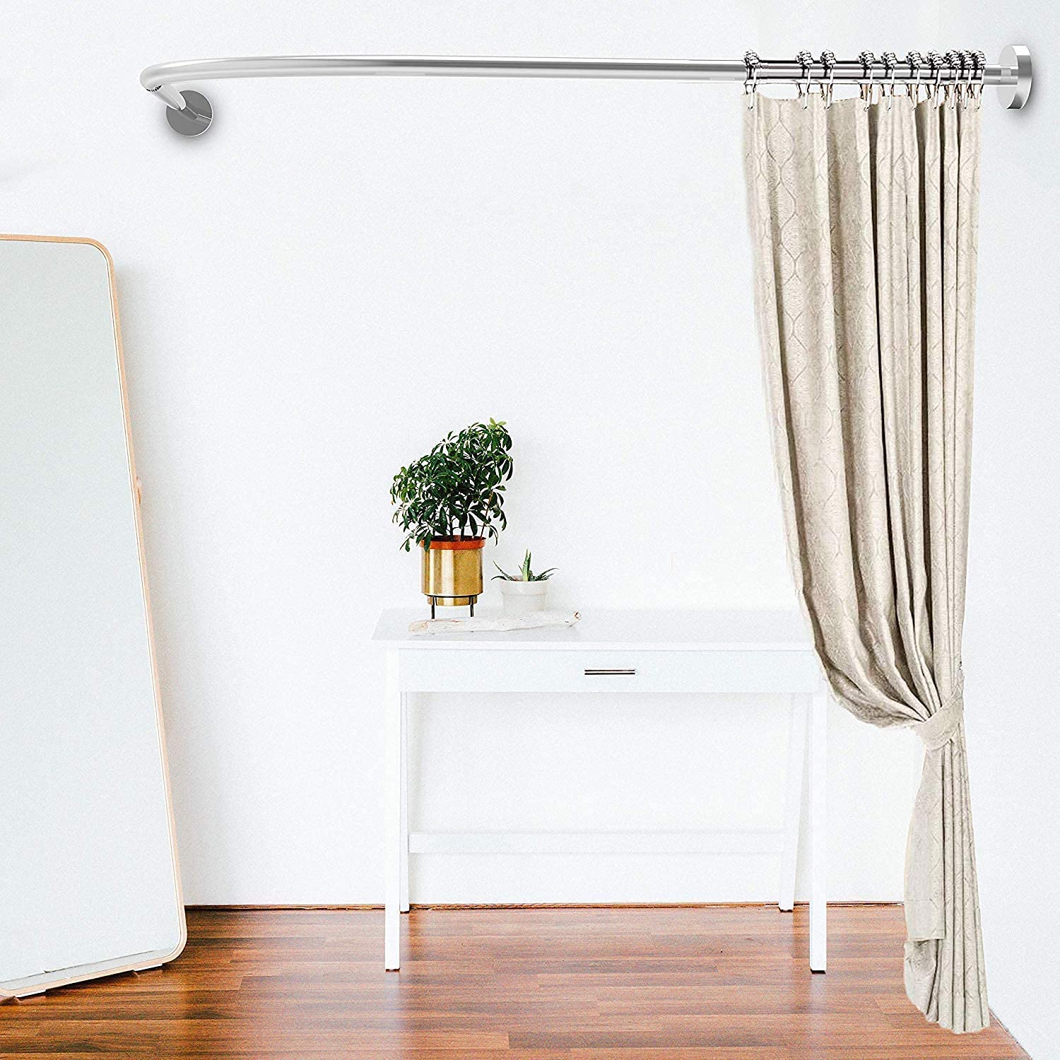 L Shaped Shower Curtain Rod Curved Shower Curtain Rod Adjustable (35.