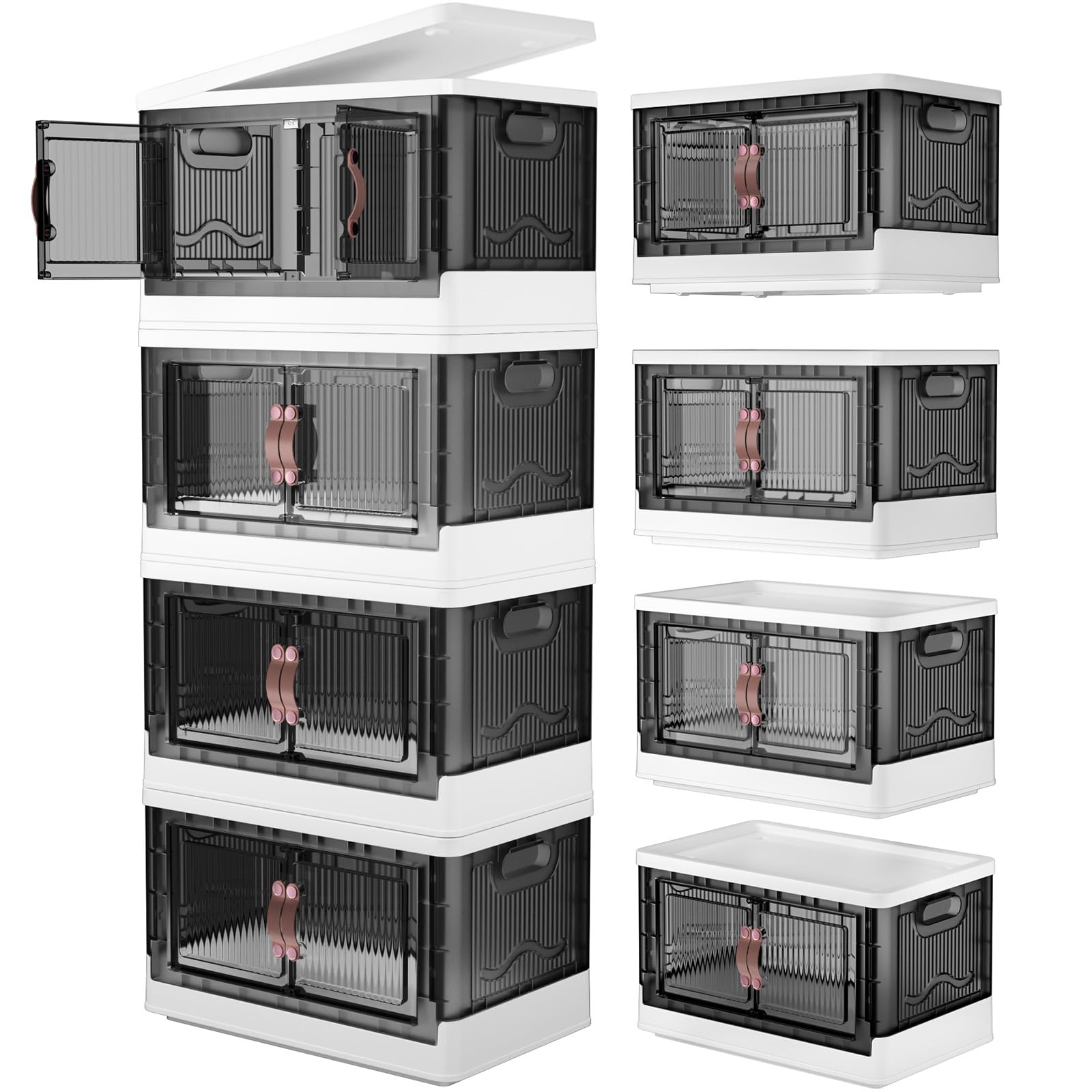 192 QT Storage Bins with Lids, Large Plastic Storage Bins Closet Organizers and Storage, Foldable Stackable Storage Containers for House Organizing Bedroom Dorm Room, 48QT*4 Pack