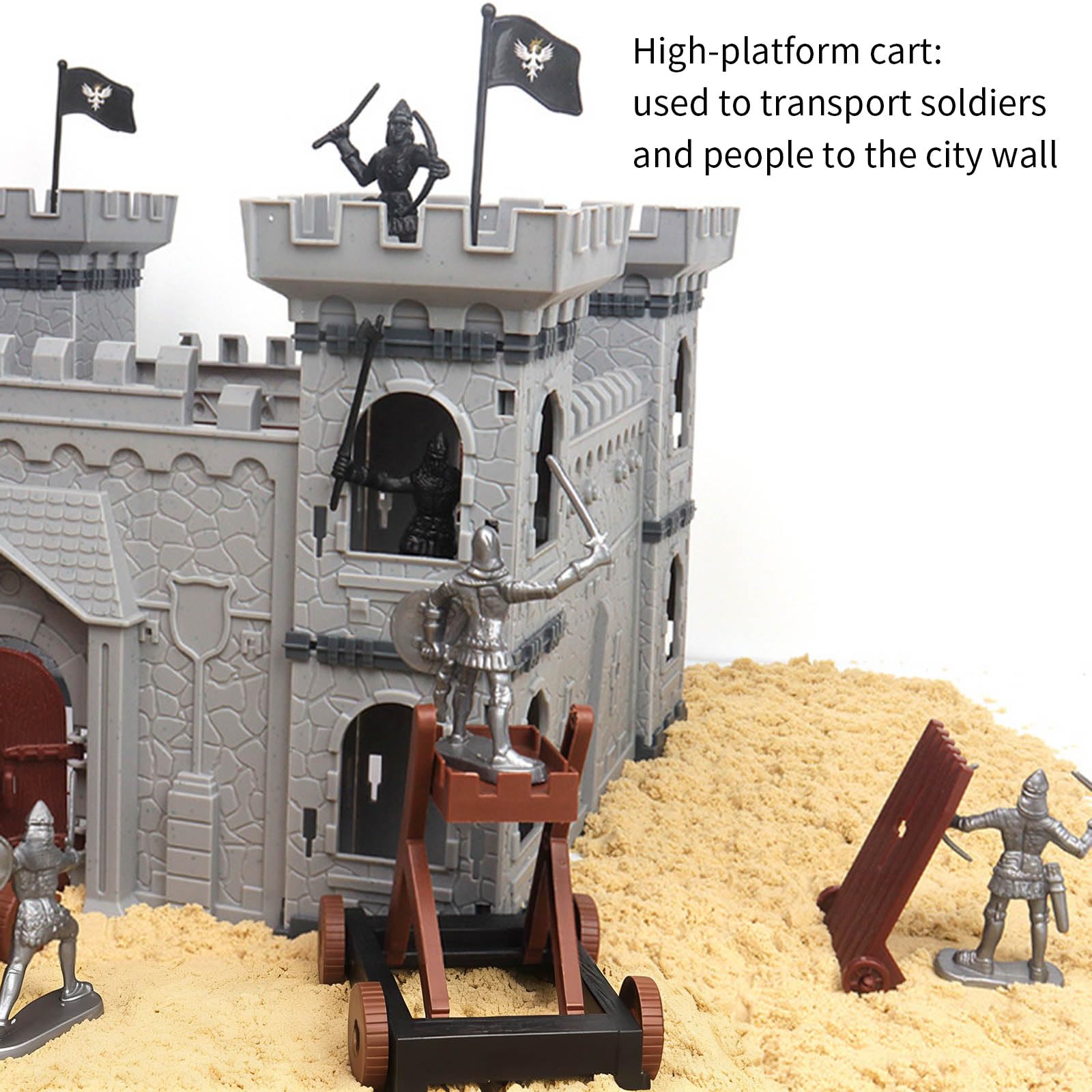 Modelo Coleccionable De Castillos con Motor De Asedio De Caballería con Artesanía Detallada para Entusiastas del Uso De Exhibición Conjunto Modular