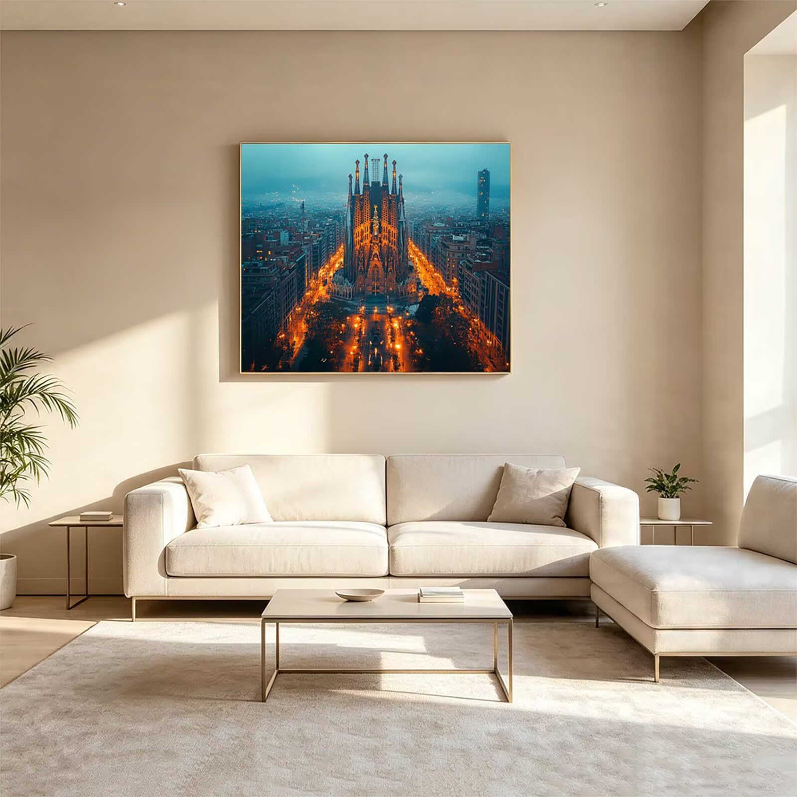 Dipingere con i Numeri Adulti Sagrada Familia Tele 100x135cm ZSHS-3521 | Kit Pittura Hobby Creativi Adulti con Colori Acrilici Pennello Paittura Tela Vista Notturna per Quadri Moderni Soggiorno