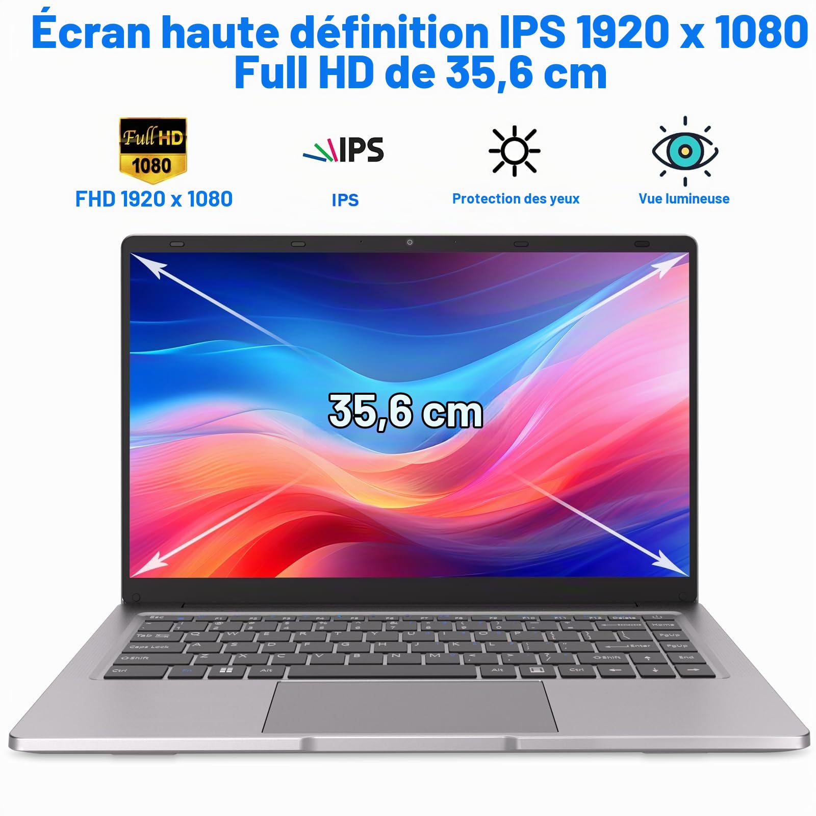 PINSTONE PC Portable de 14 Pouces Celeron N4000 (jusqu'à 2,6 GHz) 6GB RAM 128GB SSD, Laptop Computer Support WiFi 2.4 / 5G, Bluetooth 5.0, Ordinateur Portable étudiant/Bureau avec Souris.