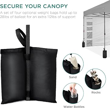 Best Choice Products 10x10ft Pop Up Canopy Tent with Sidewall, 1 Person 1 Minute Set Up, Carry Case, 4 Weight Bags - Silver
