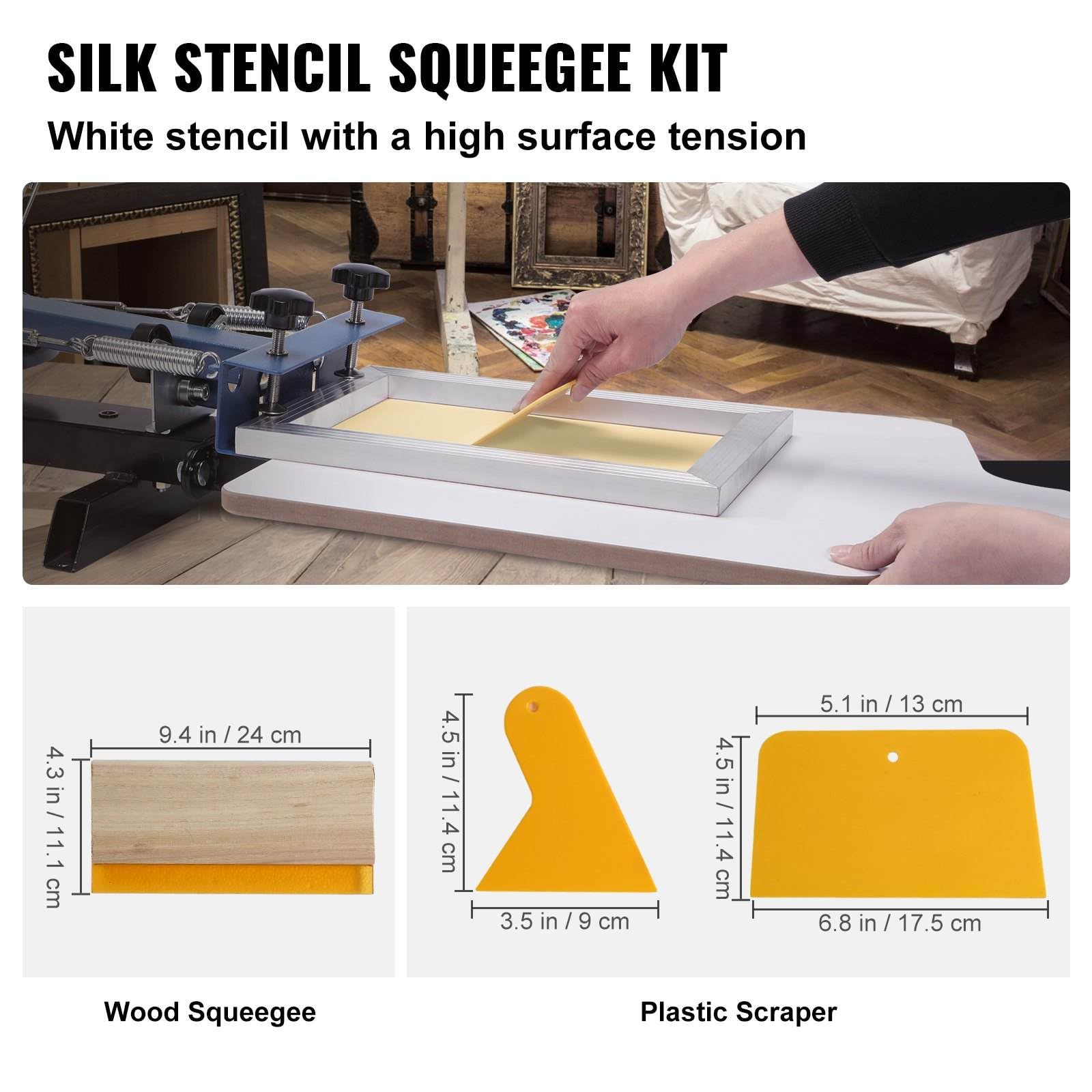 Switdo Siebdruck Kit 3 Stk Aluminiumrahmen, Rakelset mit Tensitetsstempel für DIY Druck, Glitter-Folien auf Aluminiumbasis T-Shirts