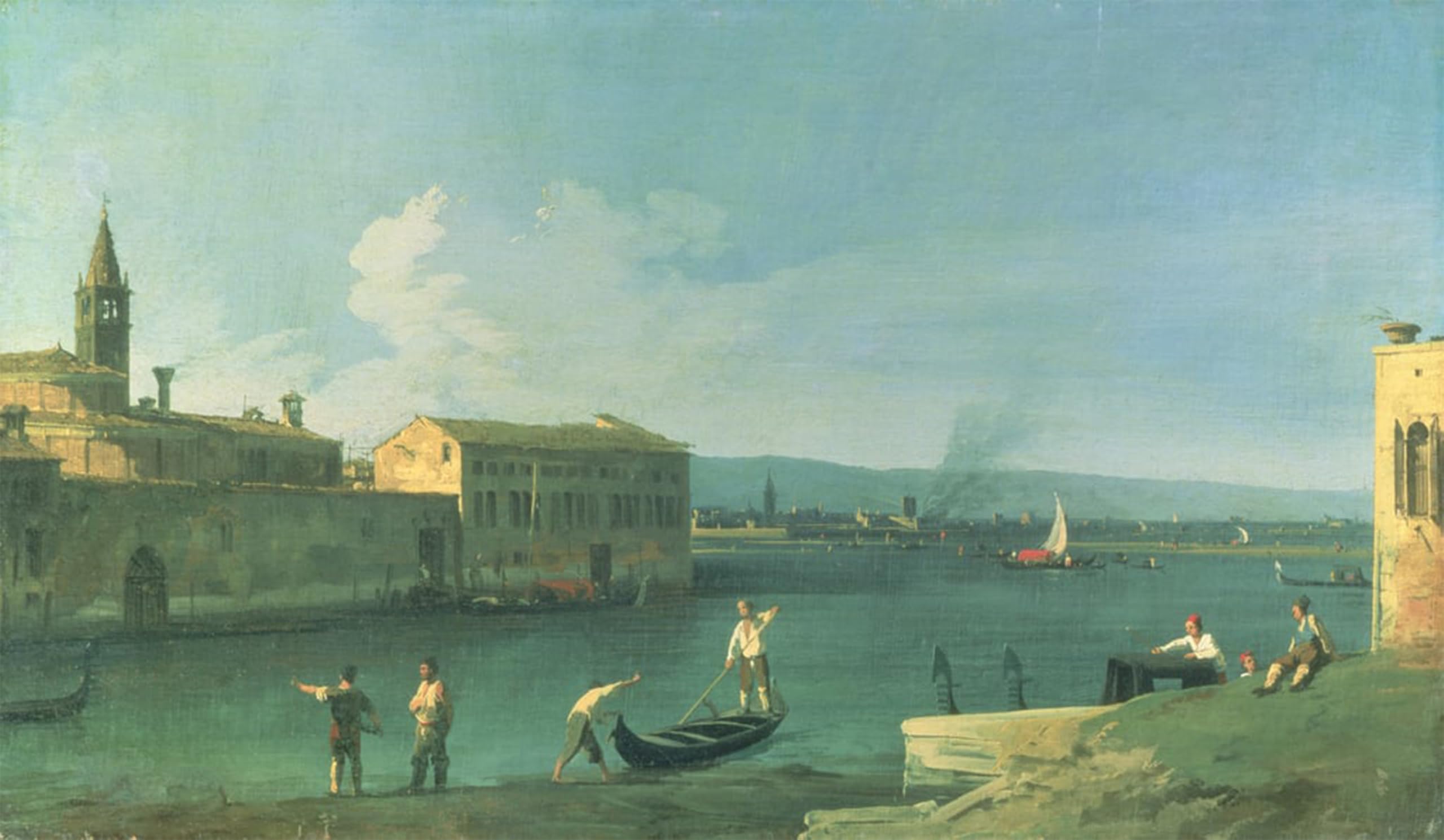 SERENDIPITP Abstract Painting Mural Print Picture Wall Decor Painting View of San in Isola Venice by Antonio Canal Vintage Wall Artwork for Home Decor 60x90cm