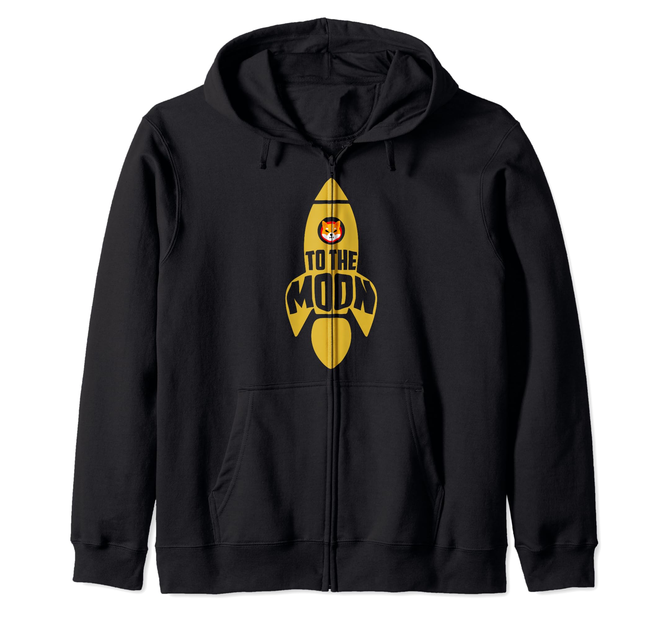 Shiba Inu To The Moon Rocket Launch Funny Crypto Coin HODL Zip Hoodie, Black