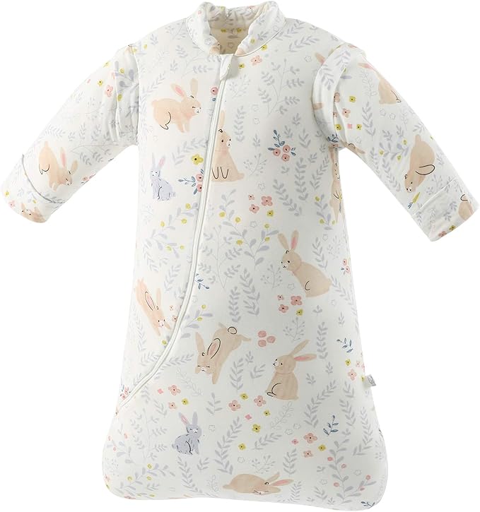 Chilsuessy Nursery,Bedding,Blankets & Swaddlers,Swaddles Chilsuessy Baby Sleeping Bag with Detachable Sleeves Winter Thickened, Rabbit Park, M/6-18 Months