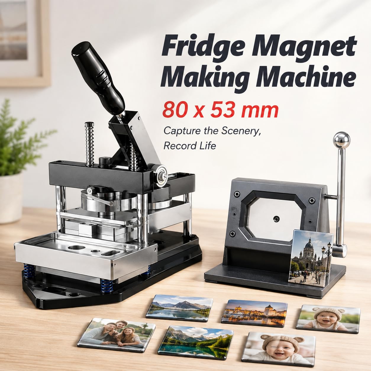 Kit per creare calamite per foto, stampi per badge da 80 mm con 100 set di forniture, fai da te facile artigianato creativo per casa e ufficio