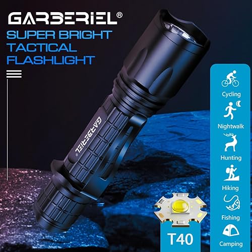 Miniatura 7 de WholeFire Linternas de riel Picatinny de 5000 lúmenes, 5 modos de luz recargable, linterna táctica para rifle con montaje de rieles Picatinny e