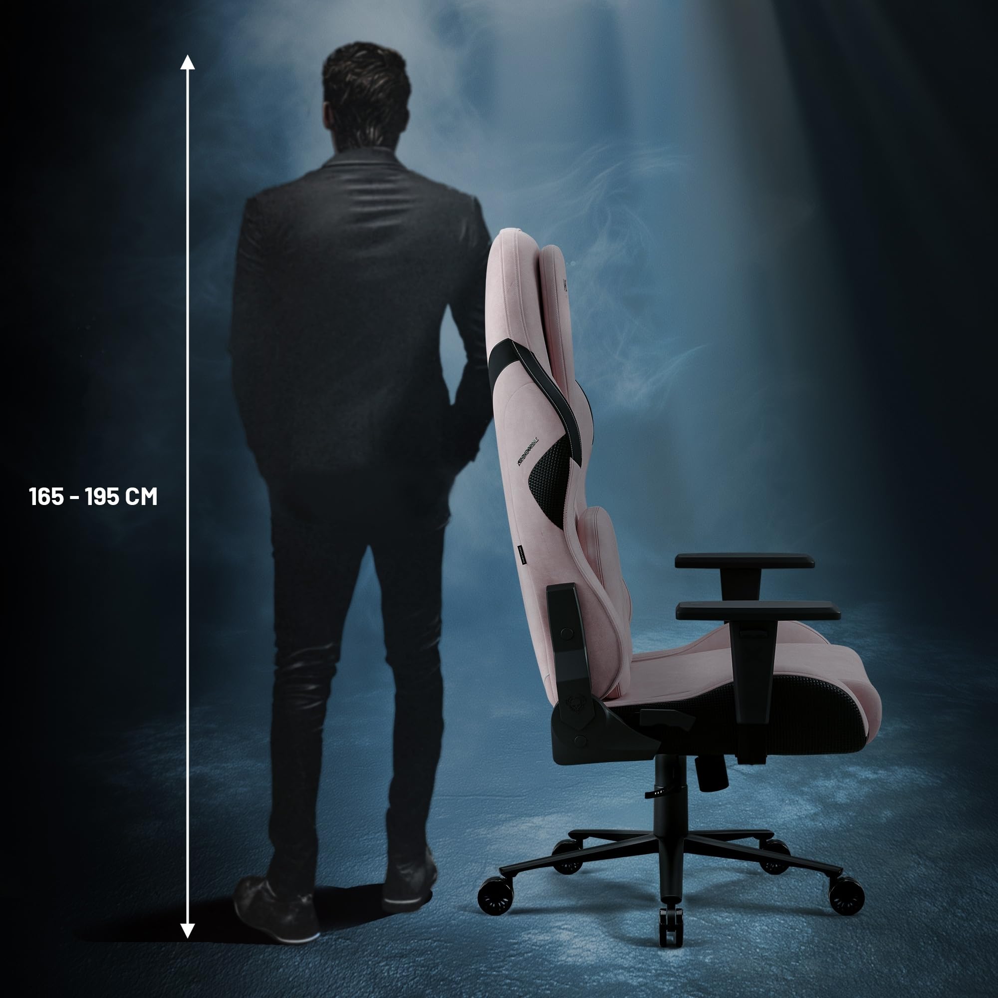 Diablo Gaming Stuhl Stoff X.One Prime Gamer Stuhl Ergonomisch mit Magnetische Kopfstütze und Kühlender Sitz Robuste Metallbasis, Höhenverstellbare Armlehnen Pc Stuhl, Gaming Chair 140 kg Akira Pink