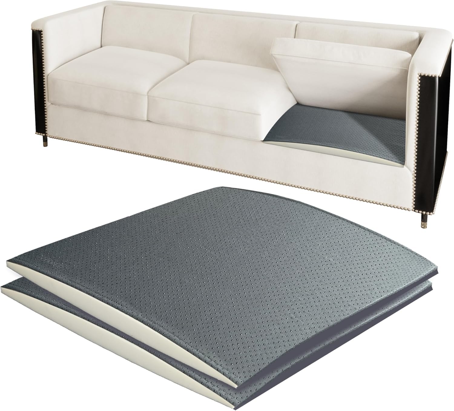 Sofa-Kissenstütze 52x52 cm (2 Stück) – Polsterstütze für durchgesackte Sofas, Sitzkissen-Unterstützung mit zusätzlicher Rückenstütze